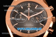 Omega Speedmaster '57 Co-Axial Chronograph Miyota Quartz Rose Gold Case with White Stick Markers and Black Dial