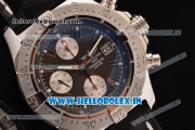 Breitling Avenger Chrono Swiss Valjoux 7750-SHG Automatic Stainless Steel Case Stick Markers with Blakc Leather Strap and Black Dial