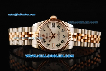 Rolex Datejust Oyster Perpetual Automatic Movement Steel Case with White Dial and Green Roman Numerals -Two Tone Strap