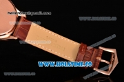 Patek Philippe Calatrava Swiss ETA 2824 Automatic Rose Gold Case with Brown Leather Strap Black Dial and Stick Markers