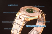 Rolex Day-Date Automatic Movement Diamond&Green Dial with Diamond Rose Gold Bezel and Green Marking