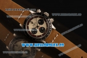 Rolex Daytona Vintage Edition Chrono Miyota OS20 Quartz Steel Case with White Dial and Brown Leather Strap