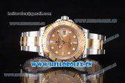 Rolex Yacht-Master 40 Clone Rolex 3135 Automatic Two Tone Case/Bracelet with Yellow Gold Dial and Dot Markers (BP)