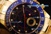 Rolex Yacht-Master II Swiss ETA 2813 Automatic Movement Gold Case and Strap with Blue Dial and Blue Bezel