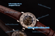 Patek Philippe Grand Complications Asia 3836 Automatic Steel Case with Brown Leather Strap Skeleton Dial Numeral Markers