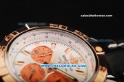 Breitling Chronomat B01 Chronograph Miyota Quartz Movement Steel Case with Rose Gold Bezel and Black Leather Strap