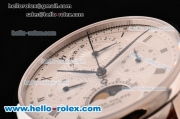 Patek Philippe Grand Complication Swiss Valjoux 7750 Manual Winding Steel Case with White Dial and Brown Leather Strap