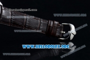 Rolex Cellini Clone Rolex 3132 Automatic Steel Case with Silver Dial Brown Leather Strap - (BP)