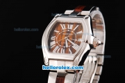 Cartier Roadster Swiss ETA 2671 Automatic Movement with Brown Dial and White Rome Numeral Marker-SS Strap