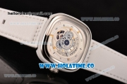 SevenFriday P1-2 Miyota 82S7 Automatic Steel Case with White Dial and White Leather Strap (HBB V6)