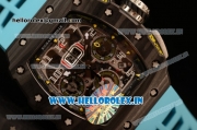 Richard Mille RM11-03 Swiss Valjoux 7750 Automatic Carbon Fiber Case Skeleton Dial With Arabic Numeral Markers Blue Rubber Strap 1:1 Original(KV)