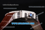 Cartier Santos Tourbillon Asia Automatic Steel Case with White Dial Brown Leather Strap and Roman Numeral Markers