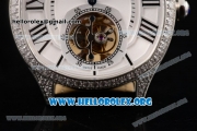 Cartier Drive de Cartier Flying Tourbillon Swiss Tourbillon Manual Winding Steel Case with White Dial and Roman Numeral Markers