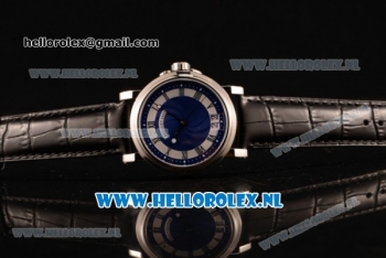 Breguet Marine Big Date Clone Breguet Automatic Steel Case with Blue Dial and Black Leather Strap