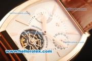 Vacheron Constantin Malte Swiss Tourbillon Manual Winding Rose Gold Case with White Dial and Brown Leather Strap