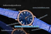 Patek Philippe Calatrava Miyota Quartz Rose Gold Case with Roman Numeral Markers and Blue Dial