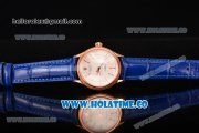 Rolex Cellini Time Asia 2813 Automatic Rose Gold Case with Beige Dial Blue Leather Strap and Stick Markers