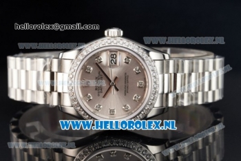 Rolex Datejust Swiss ETA 2671 Automatic Steel Case with Silver Dial Diamonds Markers Diamonds Bezel and Steel Bracelet (BP)