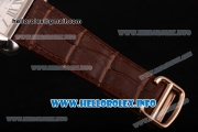 Cartier Tank Anglaise Miyota 9015 Automatic Steel Case with Silver Dial Brown Leather Strap and Roman Numeral Markers