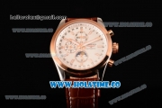 Longines Master Moonphase Chrono Miyota OS10 Quartz with Date Steel Case with White Dial Stick Markers and Rose Gold Bezel