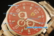 Ferrari Automatic Full Steel Case with Red Dial and Three Subdials-SS Strap