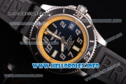 Breitling Superocean 42 Swiss ETA 2824 Automatic Steel Case with Black Dial and Arabic Numeral Markers - Yellow Inner Bezel