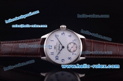 IWC Portugieser Asia 6497 Manual Winding Steel Case with White Dial and Brown Leather Strap