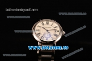 Cartier Rotonde De Miyota Quartz Steel Case/Bracelet with White Dial and Black Roman Numeral Markers