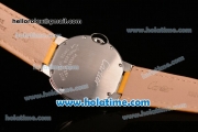 Cartier Ballon Bleu Swiss Quartz Steel Case with Yellow Leather Strap White Markers and Yellow Dial