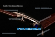 Cartier Rotonde De Swiss Quartz Steel Case with Brown Guilloche Dial and Brown Leather Strap