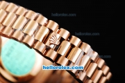 Rolex Day Date Swiss ETA 2836 Automatic Movement Full Rose Gold with White Dial and Rose Gold Roman Markers