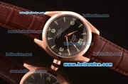 Omega Railmaster Automatic ETA Coating Rose Gold Case with Black Dial and Brown Leather Strap