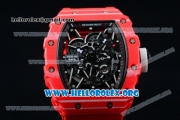 1:1 Richard Mille RM 35-02 RAFAEL NADA Japanese Miyota 9015 Automatic Red PVD Case with Skeleton Dial White Crown Red Rubber Strap