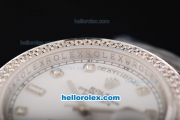 Rolex Day Date II Automatic Movement Full Steel with Double Row Diamond Bezel with Diamond Markers and White Dial