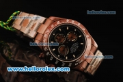 Rolex Daytona II Chronograph Swiss Valjoux 7750 Automatic Movement Brown PVD Case with Black Dial and Brown PVD Strap