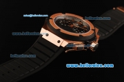 Hublot King Power Limited Edition Chronograph Swiss Valjoux 7750 Automatic Movement Rose Gold Case with Rose Gold Bezel and Black Rubber Strap