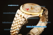 Rolex Datejust II Swiss ETA 2836 Automatic Full Steel with Yellow Gold Bezel and Silver Dial-Diamond Markers