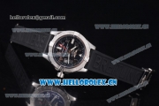 Breitling Avenger II GMT Swiss ETA 2824 Automatic Steel Case with Black Dial Arabic Number Markers and Black Rubber Strap