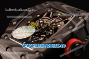 Richard Mille RM 055 Miyota 9015 Automatic Carbon Fiber Case with Skeleton Dial and Grey Nylon/Leather Strap