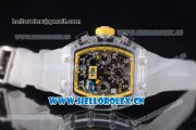 Richard Mille RM 011 Felipe Massa Flyback Chronograph Swiss Valjoux 7750 Automatic Sapphire Crystal Case with Skeleton Dial and Aerospace Nano Translucent Strap