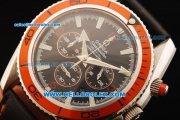 Omega Seamaster Chronograph Miyota Quartz Movement Steel Case with Black Dial and Black Leather Strap