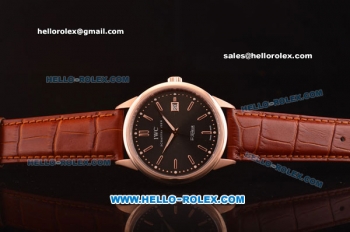 IWC Ingenieur Limited Edition Swiss ETA 2824 Automatic Rose Gold Case with Grey Dial and Brown Leather Strap