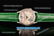 Vacheron Constantin Metiers d'Art Swiss ETA 2824 Automatic Steel Case with White MOP Dial Green Leather Strap and Diamonds Bezel