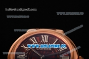 Cartier Ballon Bleu De Small Swiss Quartz Rose Gold Case with Brown Dial White Roman Numeral Markers and Brown Leather Strap