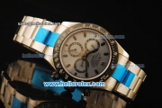 Rolex Daytona Chronograph Swiss Valjoux 7750 Automatic Steel Case with PVD Bezel and Grey Dial-Steel Strap