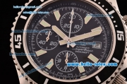 Breitling Superocean Chrono II Swiss Valjoux 7750-SHG Automatic Steel Case PVD Bezel with Steel Strap Black Dial Stick Markers-White Hands