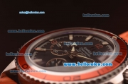 Omega Seamaster Chronograph Automatic Movement with Black Dial,Red Bezel and Orange Leather strap