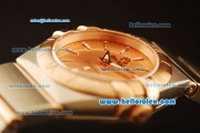 Omega Constellation Swiss Quartz Steel Case with Rose Gold Bezel and Rose Gold Dial-Rose Gold Stick Markers