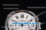 Cartier Cle de Cartier Chrono Japanese Miyota OS20 Quartz Steel Case with White Dial Roman Markers and Brown Leather Strap