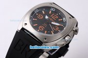 Bell & Ross BR 02 Automatic Movement Sliver Case with Black Dial and Orange Number&Stick Marking